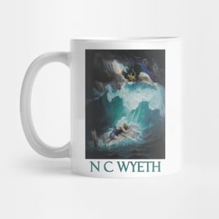 Neptune Battles with Odysseus by N C Wyeth Mug